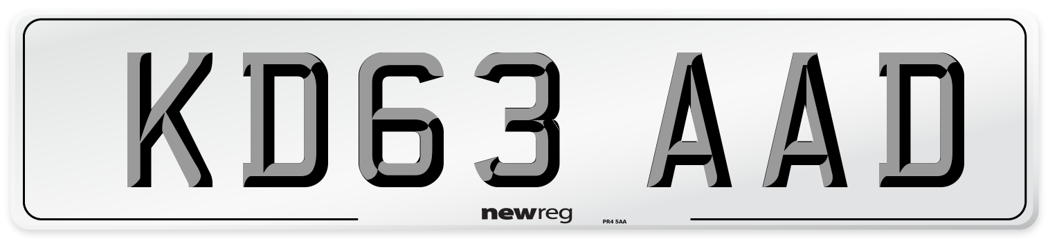 KD63 AAD Number Plate from New Reg